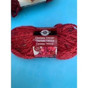 Loops & Threads Charisma TWEED Yarn BURGUNDY Color-93 yds Bulky